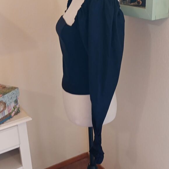 Maeve by Anthropologie Wynne Square Neck Blouse. Navy. Shirred Back Top. - Picture 6 of 13